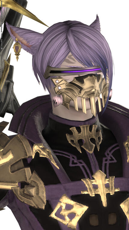 Hyun, ARR/HW black mage, close up screenshot with mask