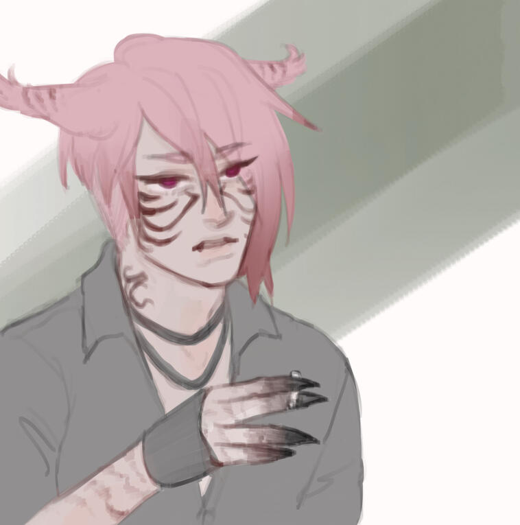 meme redraw of hyun as smoking tired ben affleck.