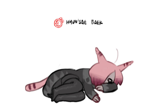 chibi drawing of hyun looking sullen