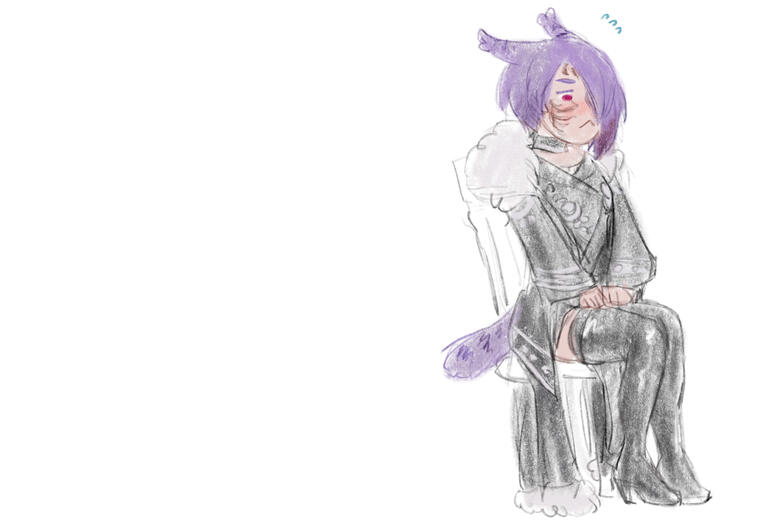 sketch of hyun sitting in a chair feeling uncomfortable