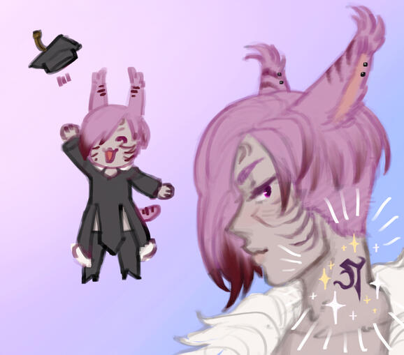 hyun showing off his mark of the sages after presenting his research in sharlayan.